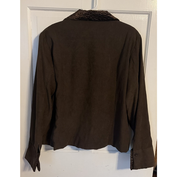 Susan Graver Style Women Faux Suede Jacket Brown Velvet Collar Cuffs XL Classic - Picture 2 of 14